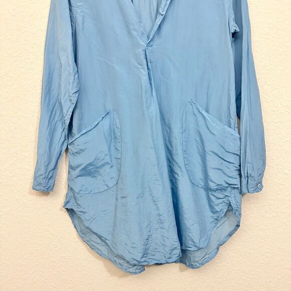 CP SHADES Teton Tunic Top Light Blue Long Sleeve Cotton Silk Blend - Picture 6 of 12